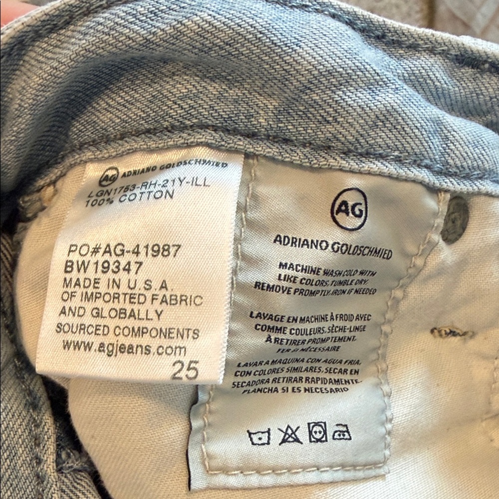 Ag Patchwork Two-Tone Light Blue Straight Jeans - image 7